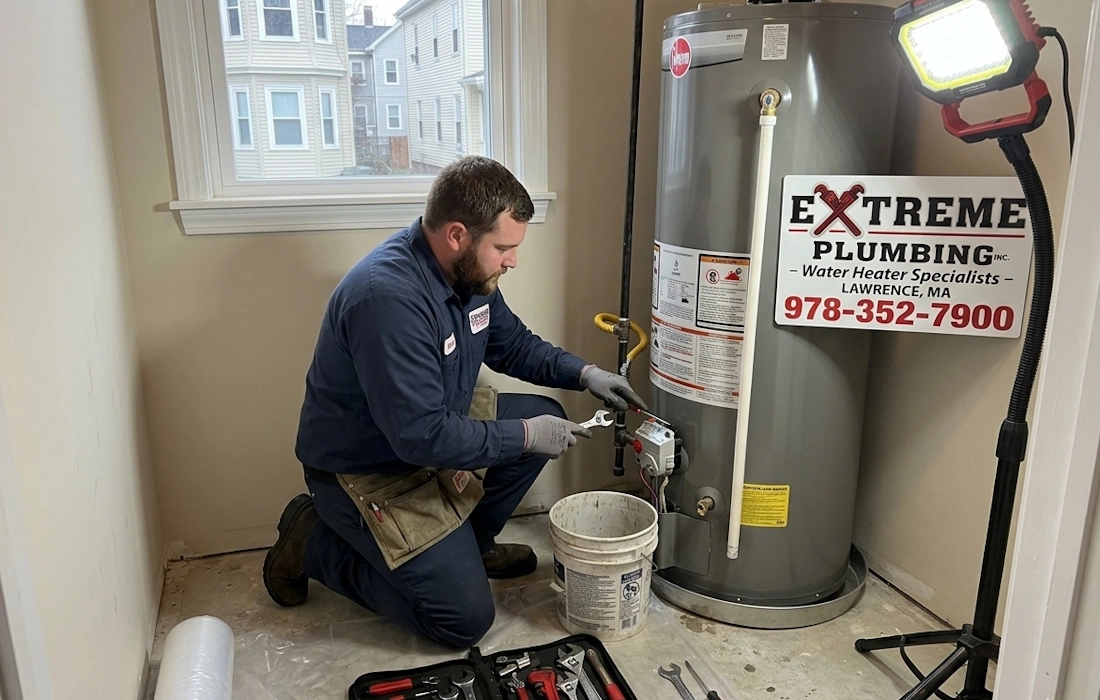 water heater repair plumber in lawrence ma by extreme plumbing 978-352-7900